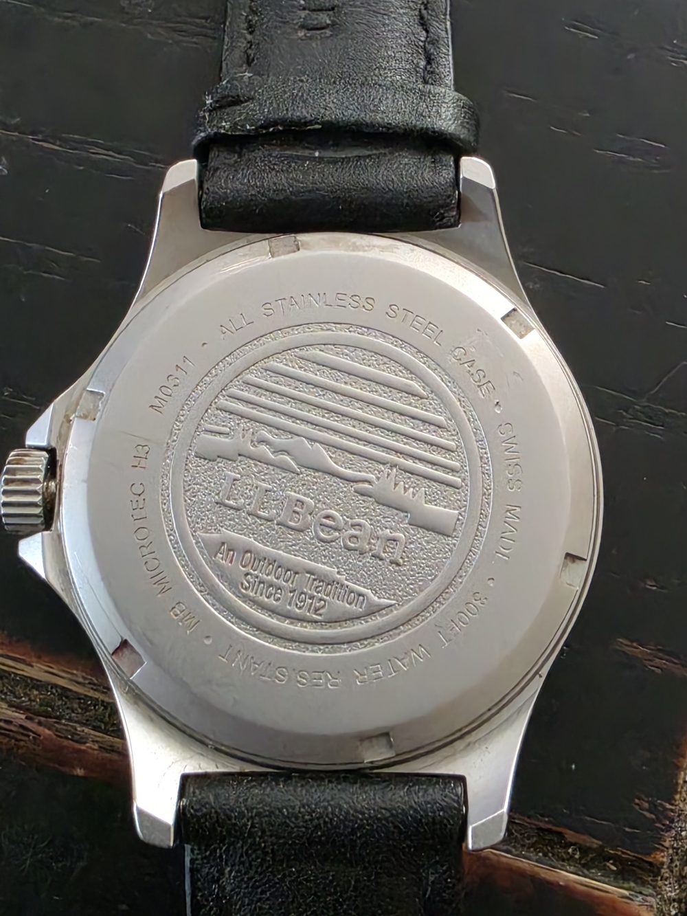 L.L. Bean Men's Black Dial Leather Strap Watch - Picture 7 of 9